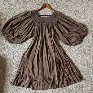 Sold- Vintage Mexican 100% Cotton Gauze Balloon Sleeved Midi Dress